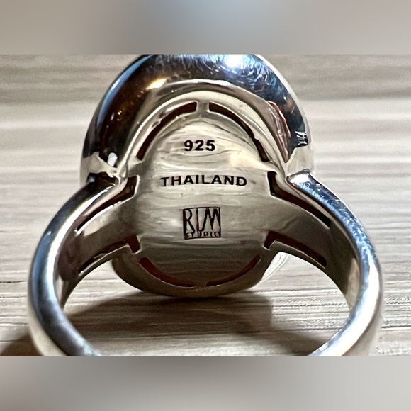 Designer RLM Studio Sterling Silver Orange Faceted Carnelian Puddle Ring, Size 6 - Picture 6 of 10